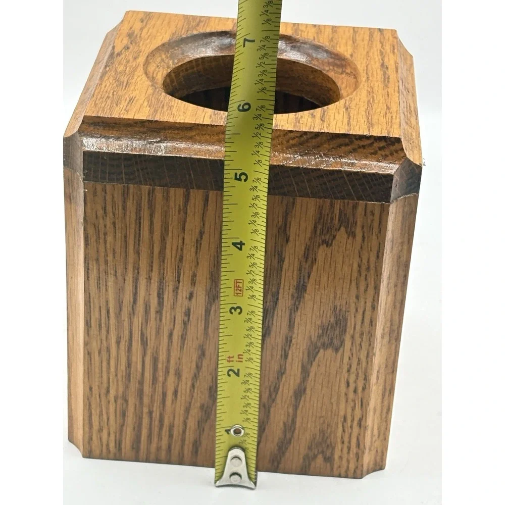 Vintage Oak Wood Tissue Box Dispenser Cover